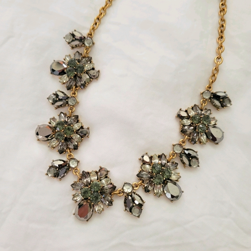 Charcoal black and gold statement necklace